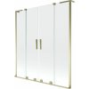 Mexen Velar L Duo, 2-krídlová posuvná vaňová zástena 160 x 150 cm, 8mm číre sklo, zlatá lesklá, 896-160-003-02-50