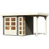 KARIBU HOLZTECHNIK Drevený domček KARIBU KERKO 3 + prístavok 150 cm (23515) terragrau LG2951