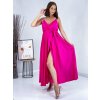 Dámské dlhé fuksiové saténové šaty - UNI