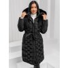 Čierna dámska dlhá prešívaná zimná bunda / kabát s kapucňou Bolf 11Z8179
