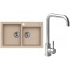 Alveus SET A20105 Beige 55 / Brúsená oceľ SETA20105 - Drez Granitový Rock 90 - 780x480mm, vanička 340x400x180mm, 340x350x180mm, Beige 55 + bateria Angel,