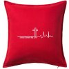 Jesus Saved My Life kríž ekg - Vankúš 50x50 - 50x50 - Vrátane výplne ( Červená )