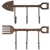 Háčik LOPATKA a HRABIČKY, liatina, 28x5x14cm, hnedá, balenie obsahuje 2 kusy! (DOPREDAJ)|Esschert Design