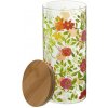 J-Line by Jolipa Sklenená dóza na potraviny s dreveným viečkom a kvetmi Floral glass - Ø10*23cm / 1400ml - J-Line by Jolipa
