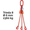 Reťazový záves, oko-3 hák, skracovač, Nosnosť 2360/1700 kg, G8-6, Certifikát 2360 / 1700 kg 4,5 m Červená