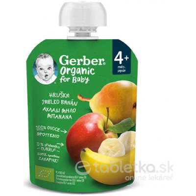 Gerber Organic Kapsička Hruška Jablko Banán bio ovocná desiata 90 g