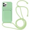 AppleKing silikónový kryt so šnúrkou a kapsou na karty pre iPhone 11 Pro - zelený - možnosť vrátiť tovar ZADARMO do 30tich dní