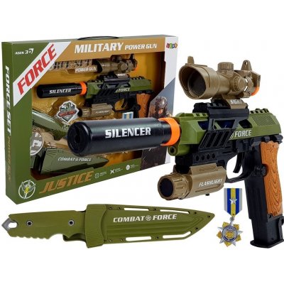 Lean Toys vojenská súprava zbraní tmavozelená