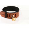 Whips Primal Bond Collar With Padlock Large Brown, kožený obojok so zámkom pre obvod 38–47 cm