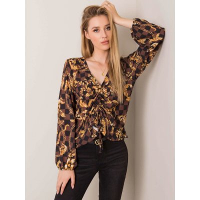 Blouse with print hnedá