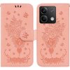 Peňaženkové kožené puzdro Butterfly Rose na Xiaomi Redmi Note 13 - Ružová