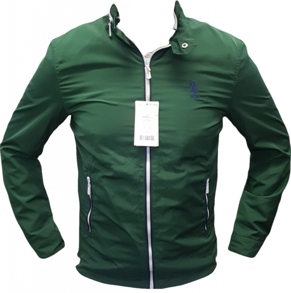 U.S. Polo ASSN pánska prechodná bunda s kapucňou Zelená