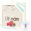 Body s potlačou New Baby Už mám 1 rok ružové - darčekové balenie, 80 (9-12m)