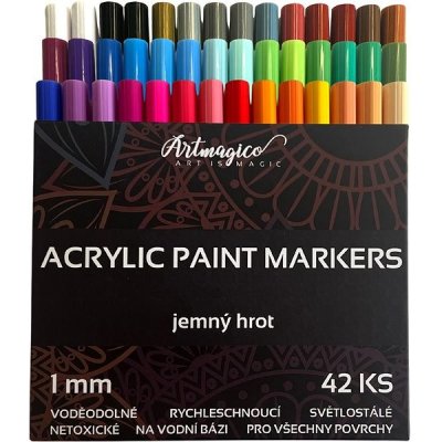 Artmagico Premium akrylové markery jemný hrot 1,0 mm sada 42 ks