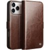 QIALINO kožené flipové puzdro pre iPhone 17 Pro - tmavo hnedé - možnosť vrátiť tovar ZADARMO do 30tich dní