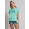 TOM TAILOR Dámsky pyžamový komplet - tyrkysové tričko a kraťasy 36