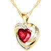 Zlatá Retiazka Rubínové Srdce POZLÁTENÁ 585 Červený Kryštál STRIEBRO 925