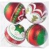 Gule MagicHome Vianoce, 4 ks, červeno - zelené, s ornamentami, na vianočný stromček, 10 cm