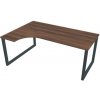 Hobis Pracovný stôl UNI O, ergo, pravý, 180x75,5x120 cm, orech/čierna