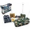 Teddies RC sada tanků 2 ks RTR 33+ dobíjecí pack tanková bitva se zvukem modrá a zelená 1:28