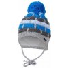 LITTLE ANGEL Čiapka pletená zaväzovacie pruhy Outlast® vel.3, 42-44 cm šedomodrá