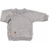 Baby Nellys detský pletený svetrík s gombíkmi zap. bokom Handmade sivý