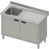 STALGAST Stôl s umývadlom s jednou misou na ľavej strane a skrinkou, 1500x700x850 mm | STALGAST, 984507150