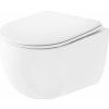 Rea Oliver, závesná WC misa Rimless s toaletným sedadlom s pomalým dopadom, biela, REA-C6509