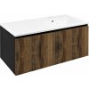 Sapho LOREA skrinka s umývadlom 101x46x51,5cm (30+70cm), pravá, dub collingwood/čierna matná LE070-1935-R-03