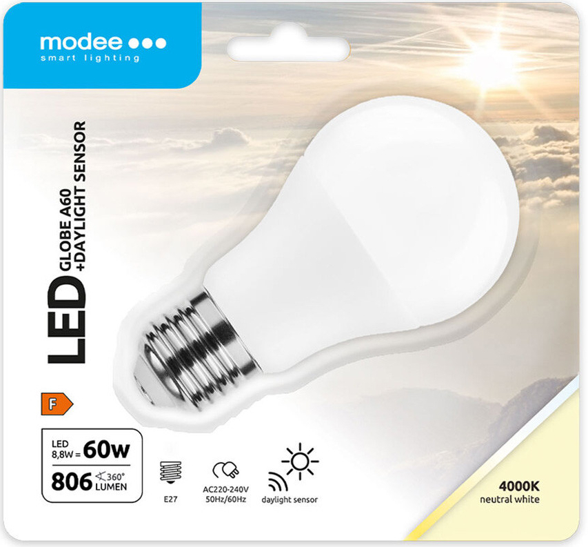 Modee Lighting LED žiarovka so senzorom 8,8W/A60/E27/4000K