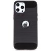 AppleMix Kryt FORCELL Carbon pre Apple iPhone 12 Pro Max - gumový - s výrezom pre logo - čierny