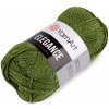 Bavlnená pletacia priadza Elegance s metalickým vláknom 50 g - (113) zelená khaki zlatá
