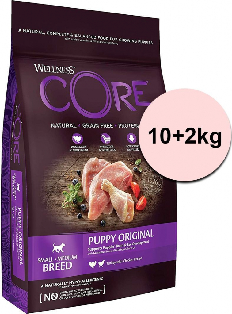 Wellness Core Dog Puppy Small/Medium Breed morčacie a kuracie 10 kg