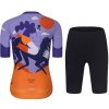 RIVANELLE Cyklistický krátky dres a krátke nohavice - STALLION - oranžová/fialová