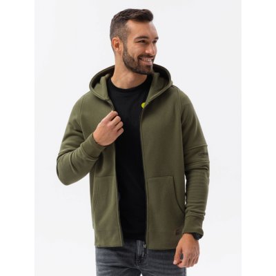 Ombre Clothing Pánska mikina na zips Aborto V4 khaki