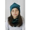 Detský set čiapka a nákrčník - smaragd