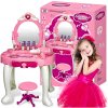 Ružová detská toaletka so zrkadlom a stoličkou s príslušenstvom