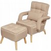 Relaxačné kreslo Carlos béžové s taburetkou