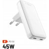 Nabíjačka, cestovná 45W 2x USB-C, vymeniteľné koncovky, výkonná Fixed GaN