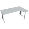 Hobis Pracovný stôl Flex, ergo, ľavý, 180x75,5x120 (80x40) cm, sivá/kov