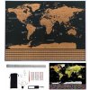 Veľká Stieracie mapa sveta s vlajkami Deluxe 82 x 59 cm s príslušenstvom čierna