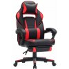 Ergonomická stolička, kancelárska stolička s opierkou nôh, čierna, červená