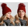 Fashionweek Dámska čiapka s kožušinovou brmbolcom a'la JENOT! + Flísová podšívka Zizi-V20 Farba: Vínové, Veľkosť: Universal