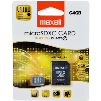 Maxell microSDXC 64GB class 10 + adapter 854731 od 9,99 € - Heureka.sk