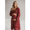 Tehotenské šaty na dojčenie Lovely Midi Dress Burgundy print, dl.rukáv