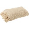 J-Line by Jolipa Béžový bavlnený pléd s okami Knittie - 130*187cm - J-Line by Jolipa