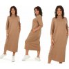 Fashionweek Pohodlné teplákové šaty oversize MF634 Farba: Camel, Veľkosť: Universal
