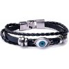 Nefertitis Náramok pánsky z čiernej kože Evil eye NF23633 - obvod cca 20 cm