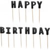 PartyDeco Tortové sviečky Happy Birthday - Čierne