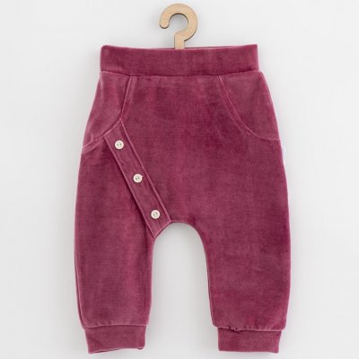 Dojčenské semiškové tepláčky New Baby Suede clothes ružovo fialová - 68 (4-6m)